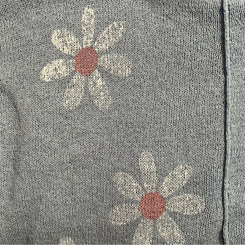 POL Blue Daisy Slouchy Sweater with Balloon Sleeves - Picture 6 of 8